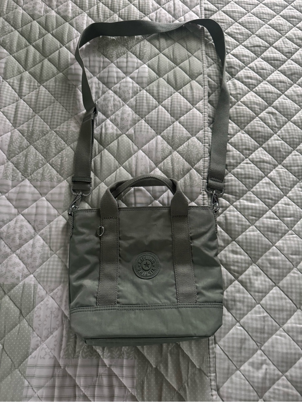 Kipling Olive Green Crossbody Tote Bag